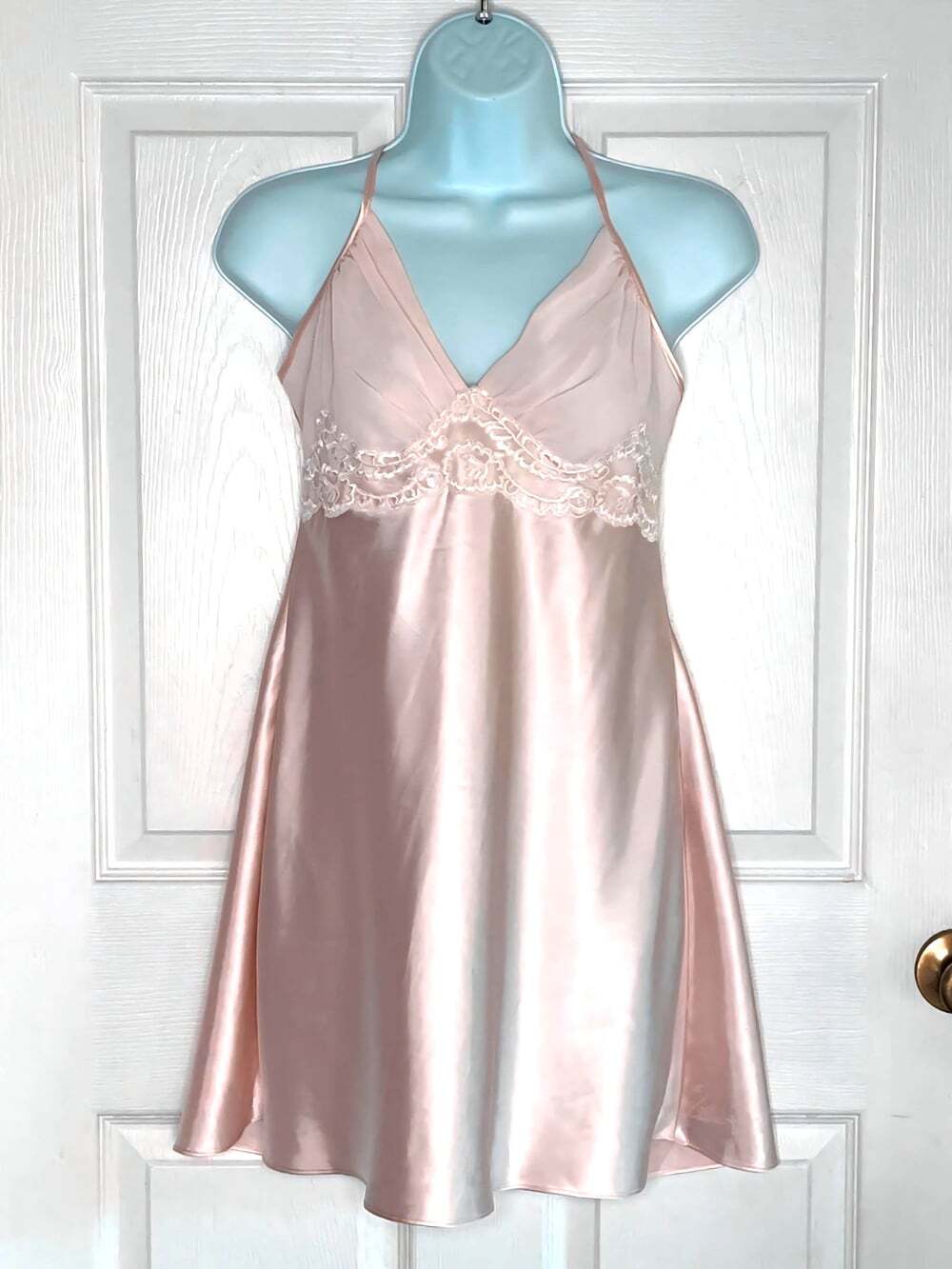 Y2K Babydoll Slip Dress sz Medium Lace Short Lingerie Dainty Coquette Fairy Pink